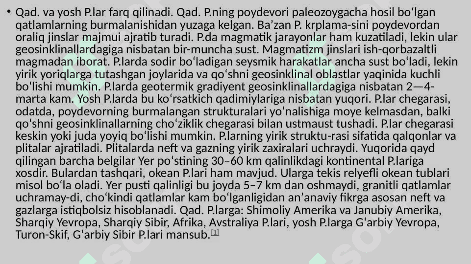Qadimgi va yosh platformalarning relefi xususyatlari 5