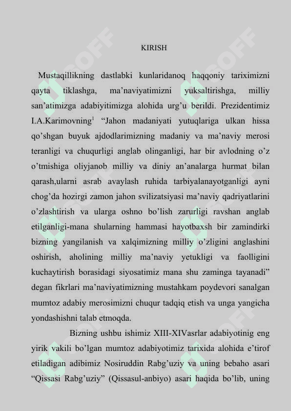 Qissasi Rabg’uziy (Qissasul-anbiyo) o’zbek badiiy nasrining ilk namunasi sifatida 3
