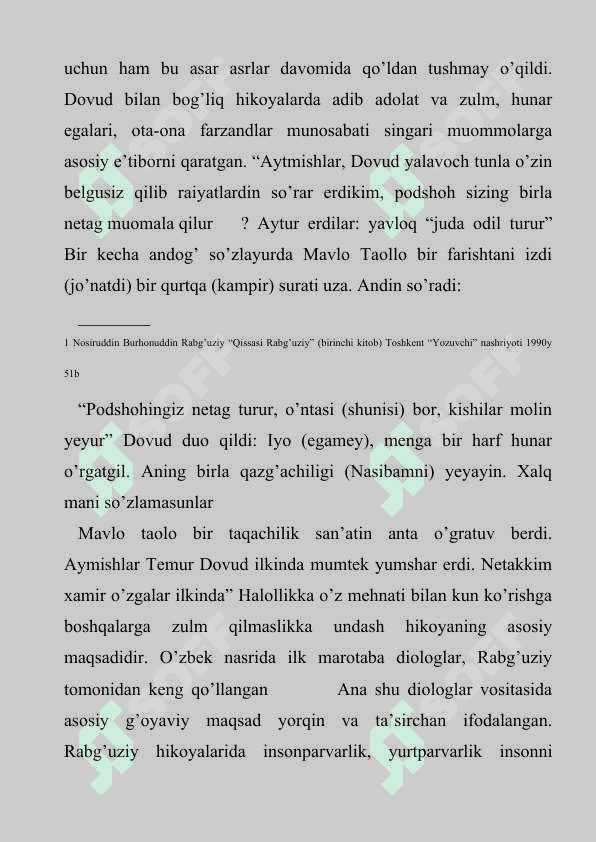 Qissasi Rabg’uziy (Qissasul-anbiyo) o’zbek badiiy nasrining ilk namunasi sifatida 7