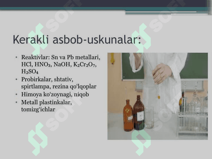 Qalay ,qoʻrğoshin va ularning birikmalariga oid tajribalar oʻtkazish.pptx 4