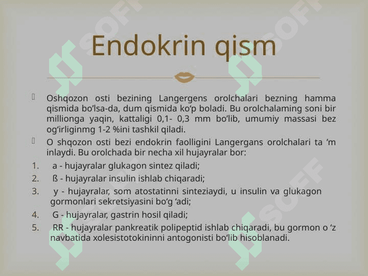 Me’da osti va buyrak usti bezlari fiziologiyasi. Insulin va glyukagon effektlar. 8
