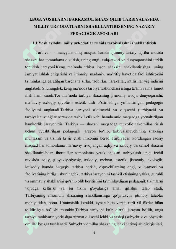 MUSTAQILLIK SHAROITIDA YOSHLARNI BARKAMOL SHAXS QILIB TARBIYALASH SAMARADORLIGINI OSHIRISH 6