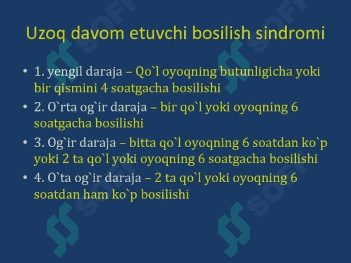 UZOQ BOSILISH SINDROMI 1- DARAJASI 3