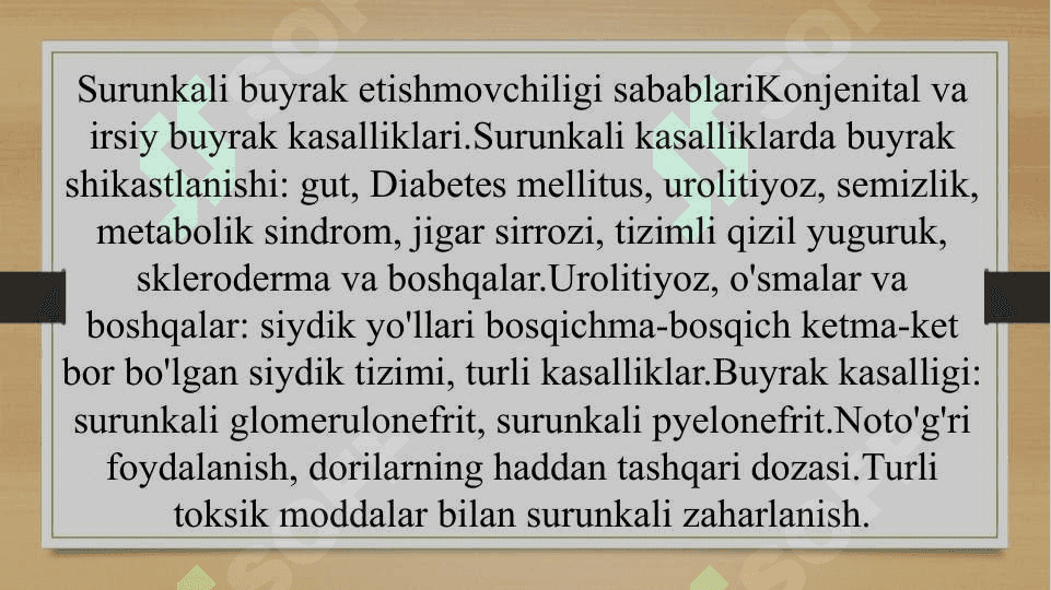 Surunkali va o'tkir buyrak yetishmovchiligi 5