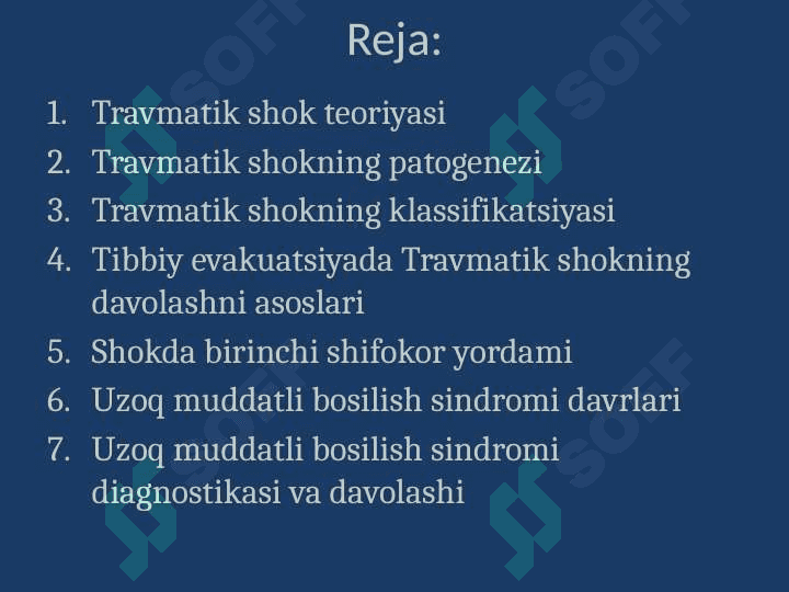 Travmatik shok. Uzoq vaqt bosilish sindromi 2
