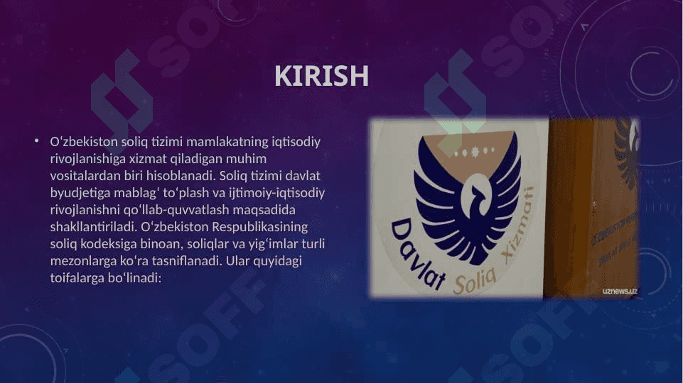 O’zbekiston soliq tizimida amalda bo’lgan soliqlar va yig’imlarning tasnifi 2