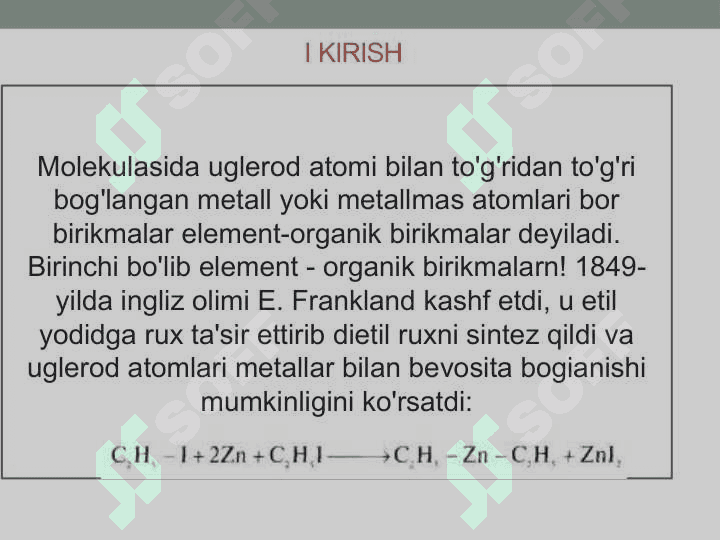 I  guruh metall organik brikmalar 2