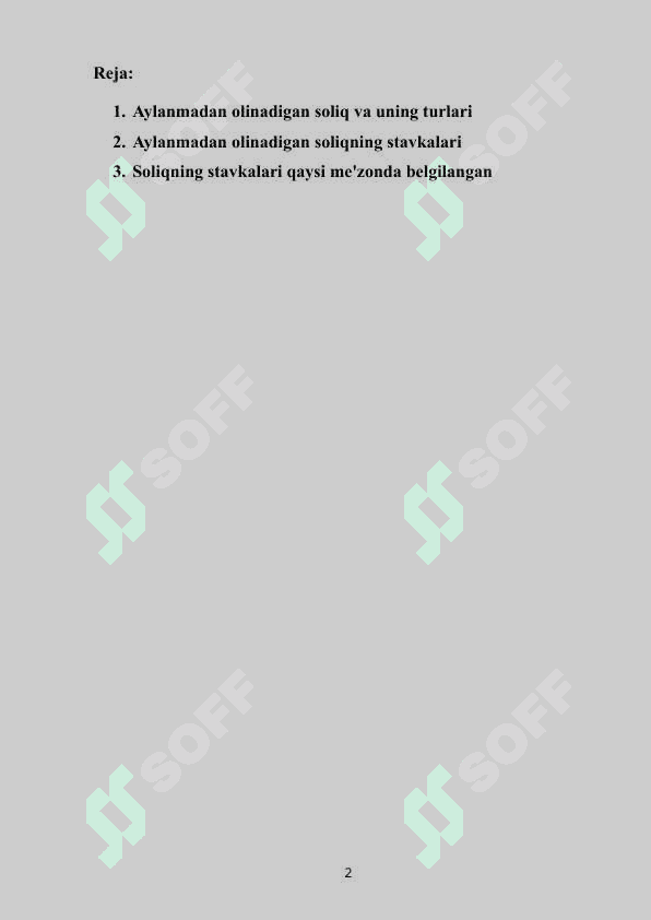 Aylanmadan olinadigan soliqni qo'llashning o'ziga xos xususiyatlari 2