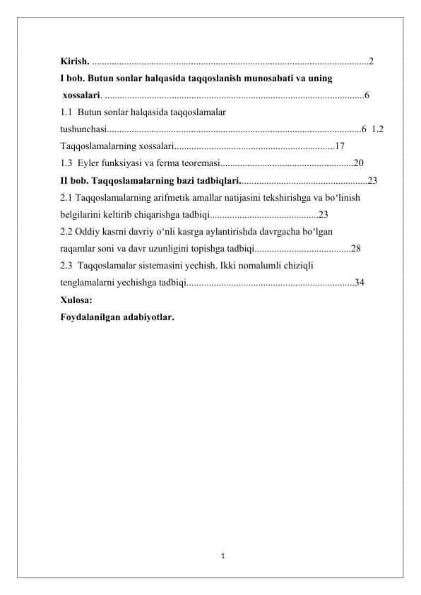 taqqoslamalar. (2)