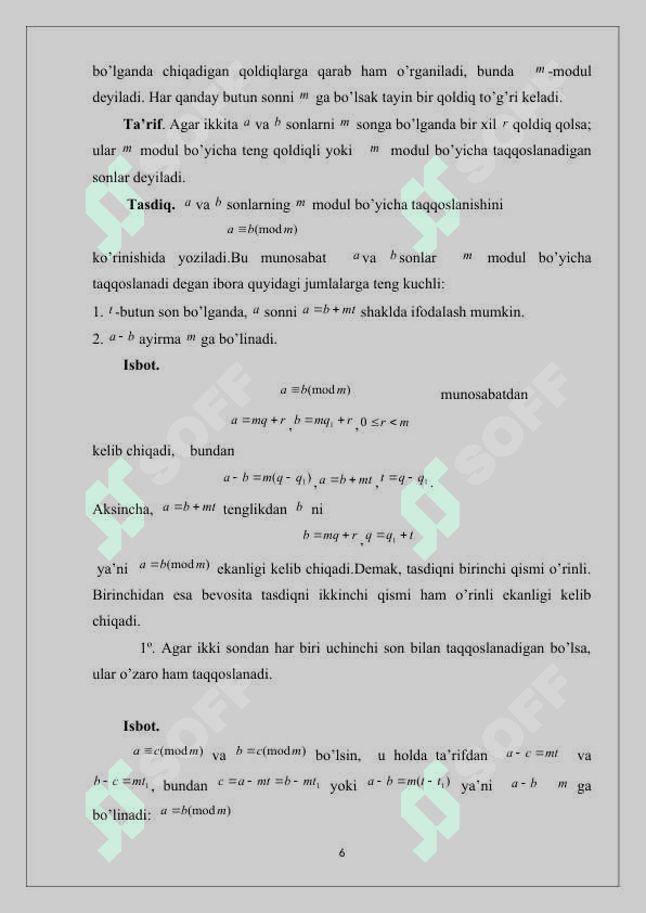 taqqoslamalar. (2) 6