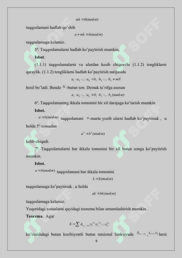 taqqoslamalar. (2) 8