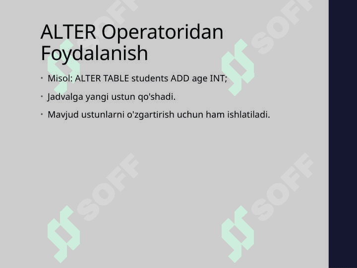 SQL tili va SQL operatorlarini yozish 8