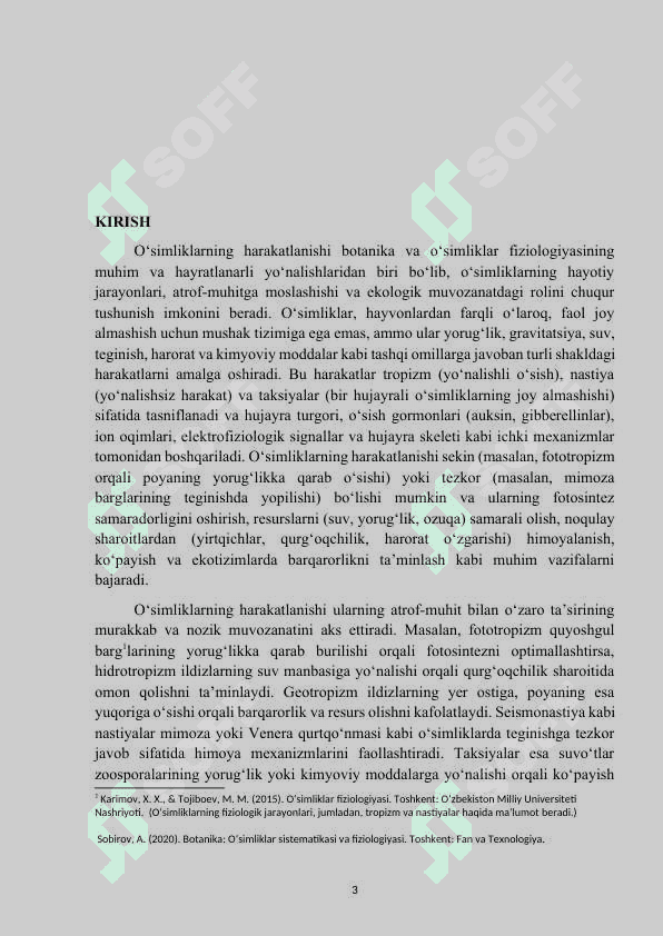 Mavzu: “O‘simliklarning harakatlanishi”. KURS ISHI 3