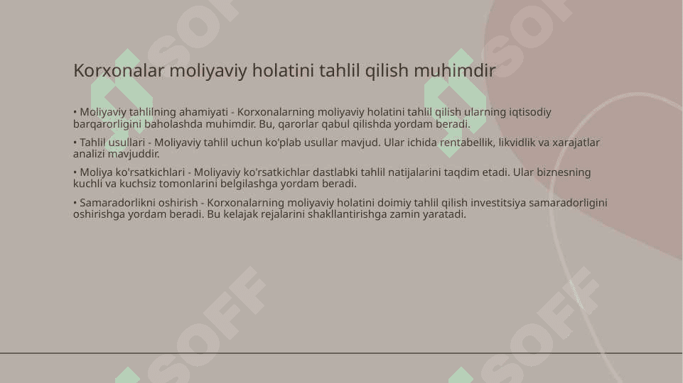 Korxonalar moliyaviy holatini reyting baholash va tahlil qilish 3