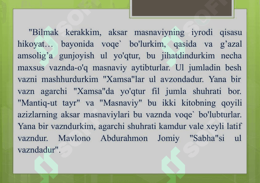 Sharq adabiyotida masnaviylar va ularning vazn tarkibi tahlil qilish 6