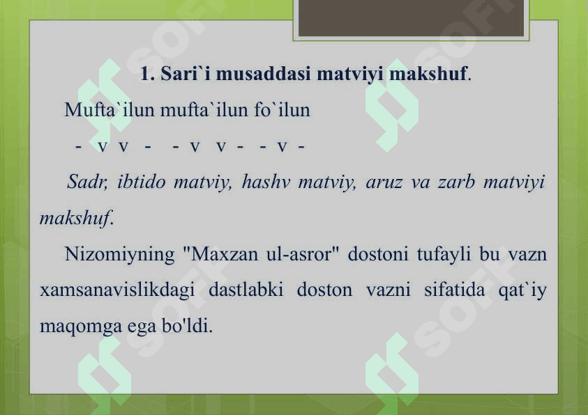 Sharq adabiyotida masnaviylar va ularning vazn tarkibi tahlil qilish 8