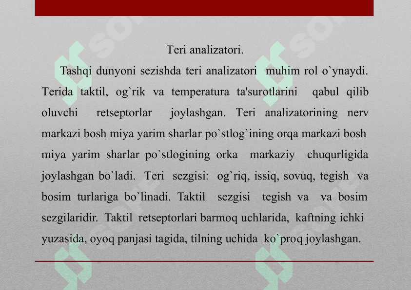 SEZGI ORGANLARINING YOSH XUSUSIYATLARI GIGIYENASI VA KASALLIKLARI 5