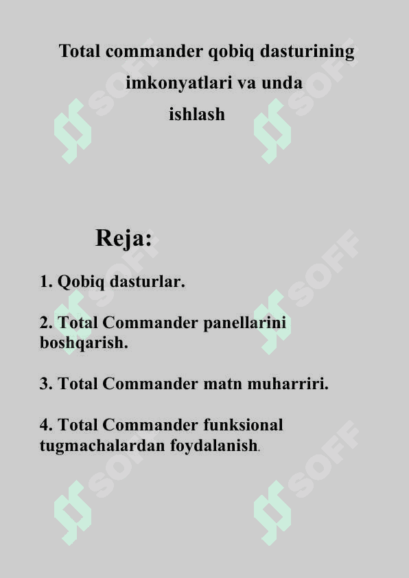 : Total commander qobiq dasturininh imkoniyatlari bilan ishlash 2