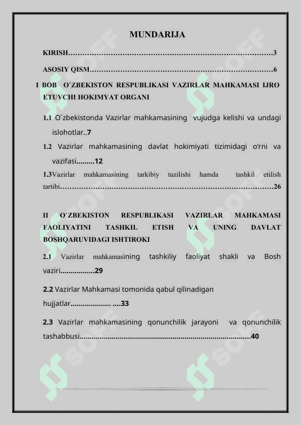 O'zbekiston Respublikasi Vazirlar Mahkamasi ijro etuvchi hokimyat 2