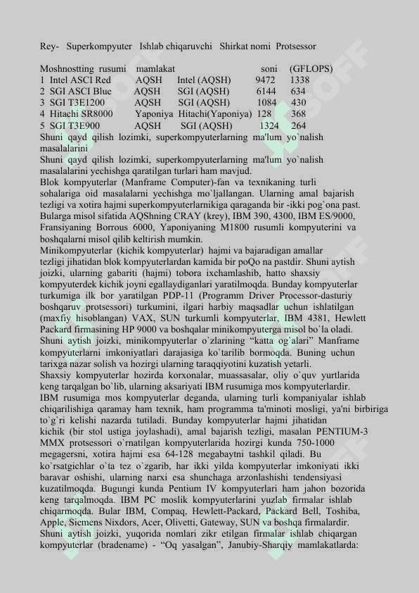 Kompyuterlarning texnik va dasturiy ta`minoti. Gadjetlar: Smartfonlar, planshetlar, noutbuklar 4