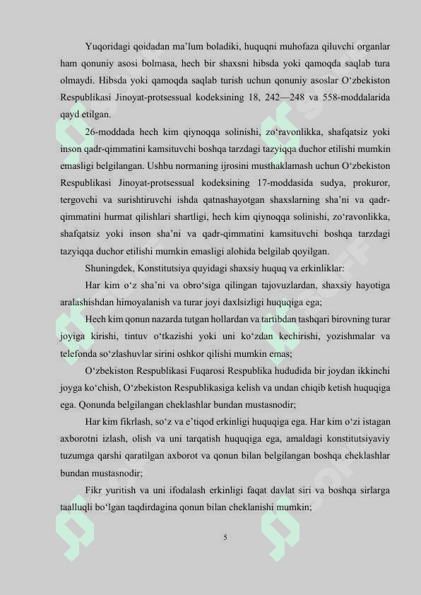 Shaxsiy huquq va erkinliklari 5