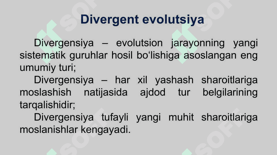 Evolutsion o‘zgarishlarning tiplariEvolutsion o‘zgarishlarning tiplari 4