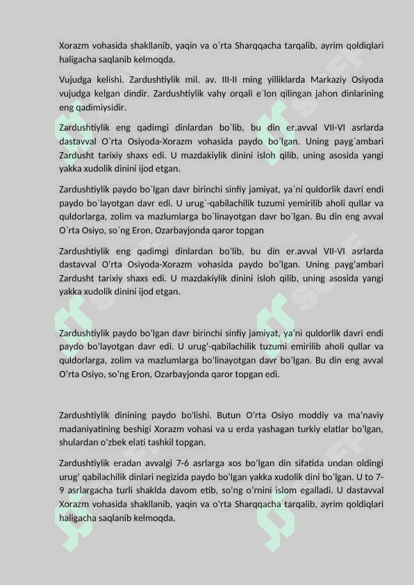 Markaziy Osiyo madaniyati rivojlanishida zardushtiylikning o'rni. 3