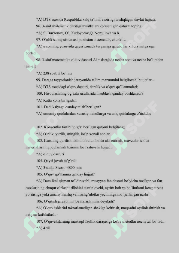“MATEMATIKA O’QITISH METODIKASI” FANIDAN 5-KURS (sirtqi) LAR UCHUN TEST SAVOLLARI 8