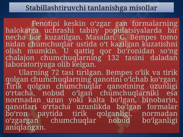 TABIIY TANLANISH VA UNING TURLARI 7