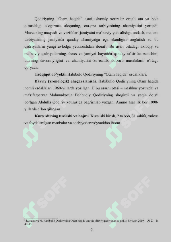 HABIBULLO QODIRIYNING “OTAM HAQIDA” NOMLI ESDALIKLARI kurs ishi 6