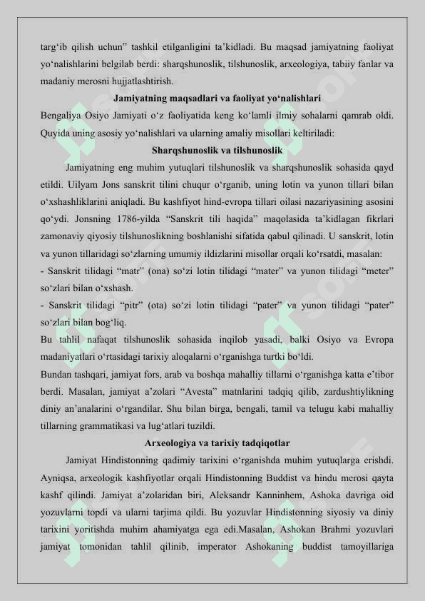 Kalkuttadagi Bengaliya Osiyo jamiyati (1784) haqida ilmiy ma’ruza  25 2