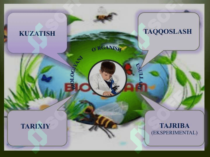 BIOLOGIYANI O`RGANISH USULLARI” MAVZUSIDA TAYYORLAGAN 2