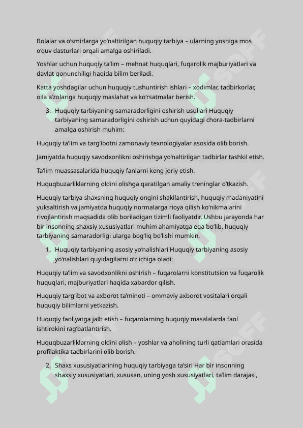Huquqiy tarbiyaning asosiy yo‘nalishlari. 2