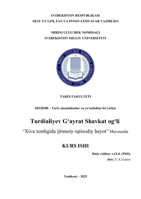 Xiva xonligida ijtimoiy-iqtisodiy hayot