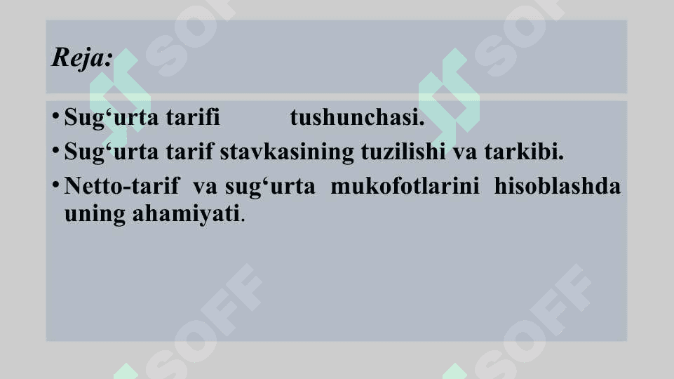 SUG‘URTADA TARIF SIYOSATI 2