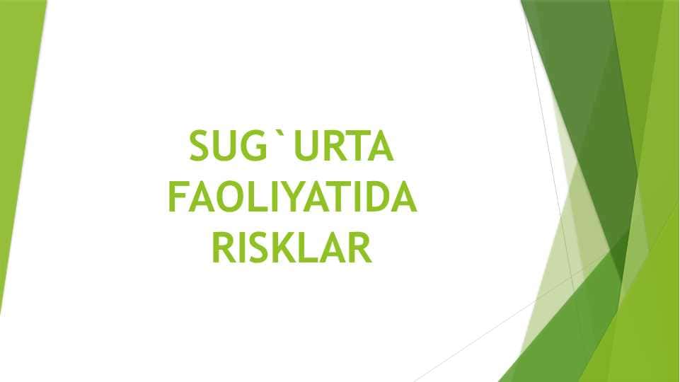 SUG`URTA FONDI VA UNING TURLARI