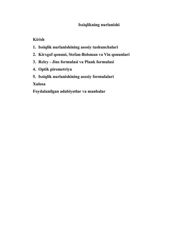 Issiqlikning nurlanishi