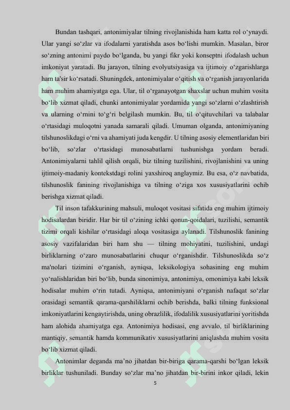 OʻZBEK TILSHUNOSLIGIDA ANTONIMIYA HODISASI TALQINI 5