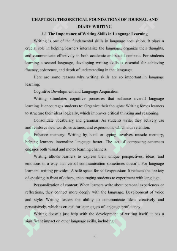 The use of Journals and Diaries in Improving Students’ Writing Skills (10-11th grades) 4
