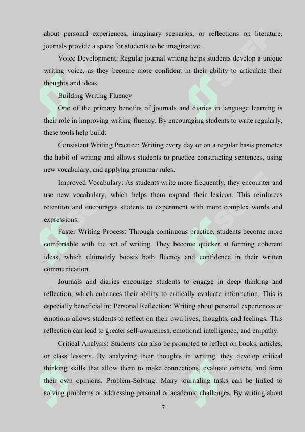 The use of Journals and Diaries in Improving Students’ Writing Skills (10-11th grades) 7
