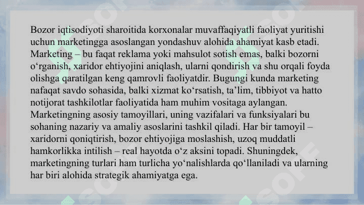 Marketing tamoyillari  vazifalari  funksiyalari va turlar slayd 3