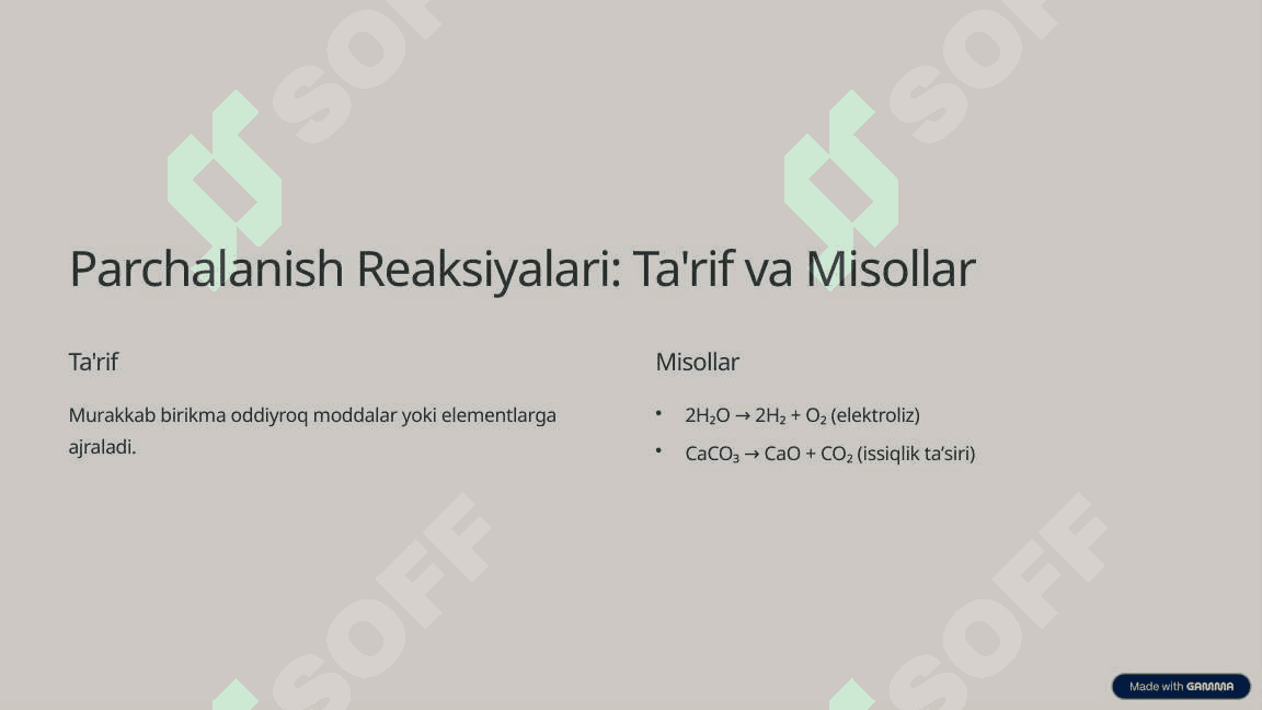 Kimyoviy reaksiyalar turlari 3