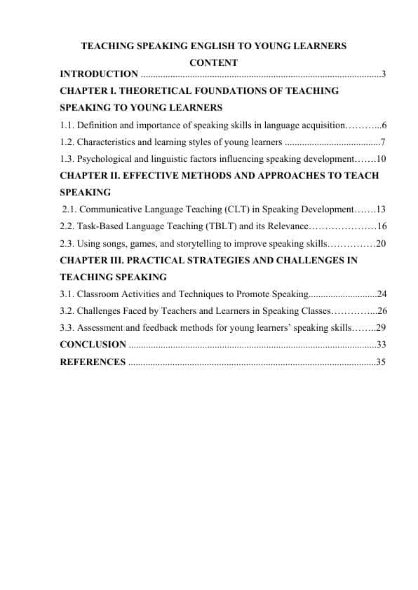 TEACHING SPEAKING ENGLISH TO YOUNG LEARNERS