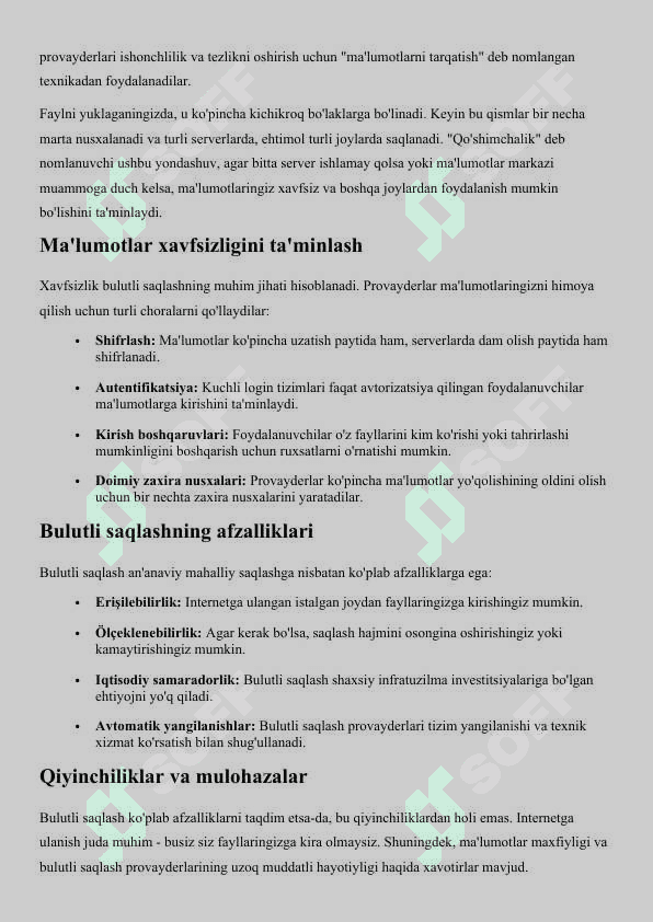 Bulutli saqlash nima? Ma'lumotlar bulutda qanday saqlanadi? 2