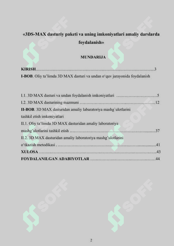 3DS-MAX dasturiy paketi va uning imkoniyatlari amaliy darslarda foydalanish 2
