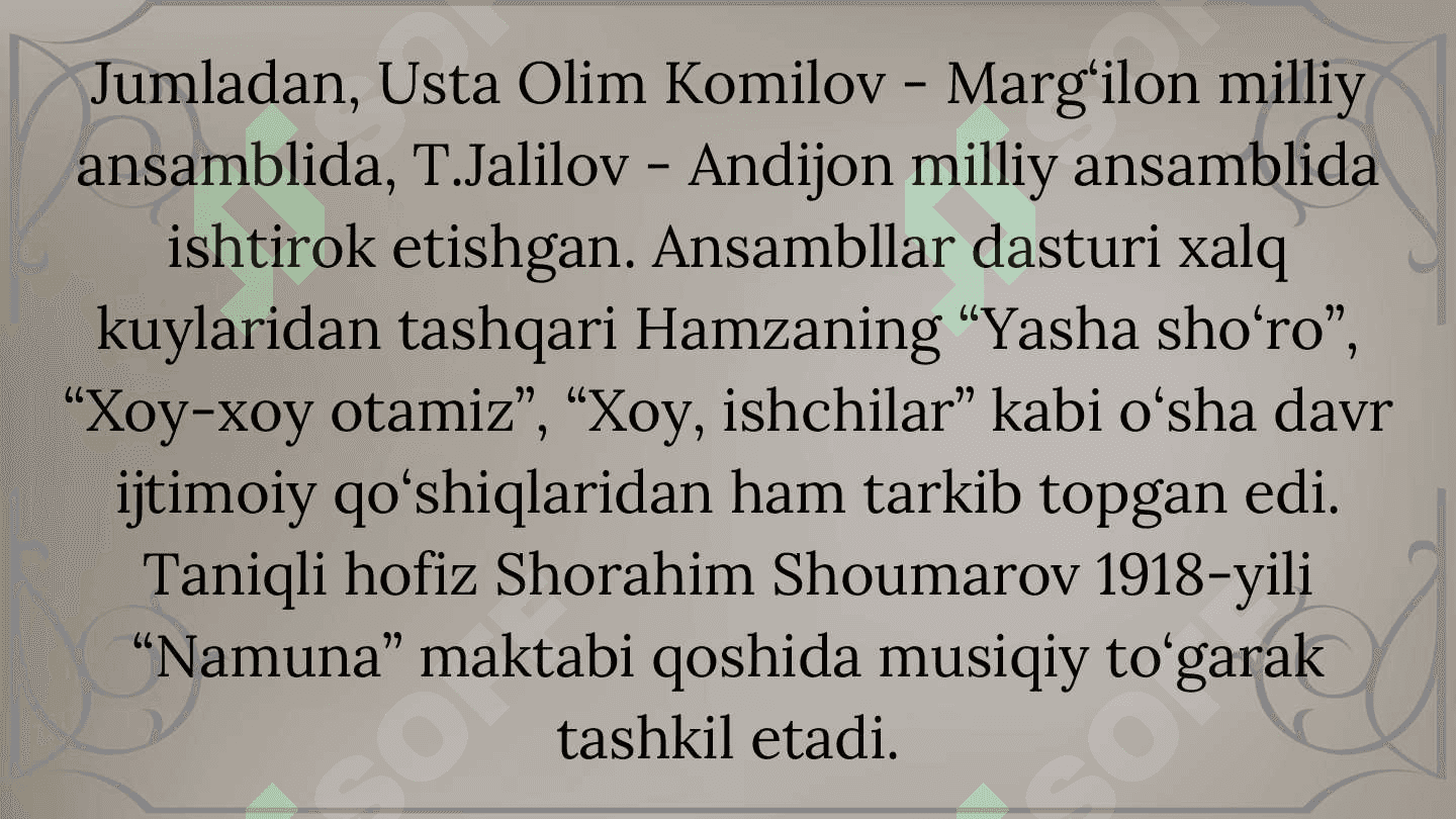 Cholg’u ijrochiligi va sozanda mahoratida repertuarning o’rni 8