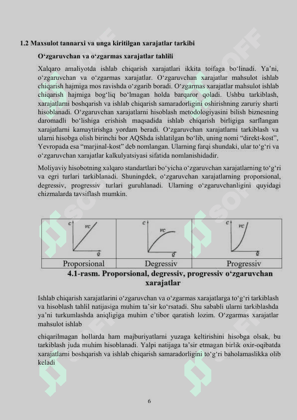 Tannarxni to‘liq va o‘zgaruvchan xarajatlar bo‘yicha taqsimlash asosida kalkulyatsiya qilish tartibi 6