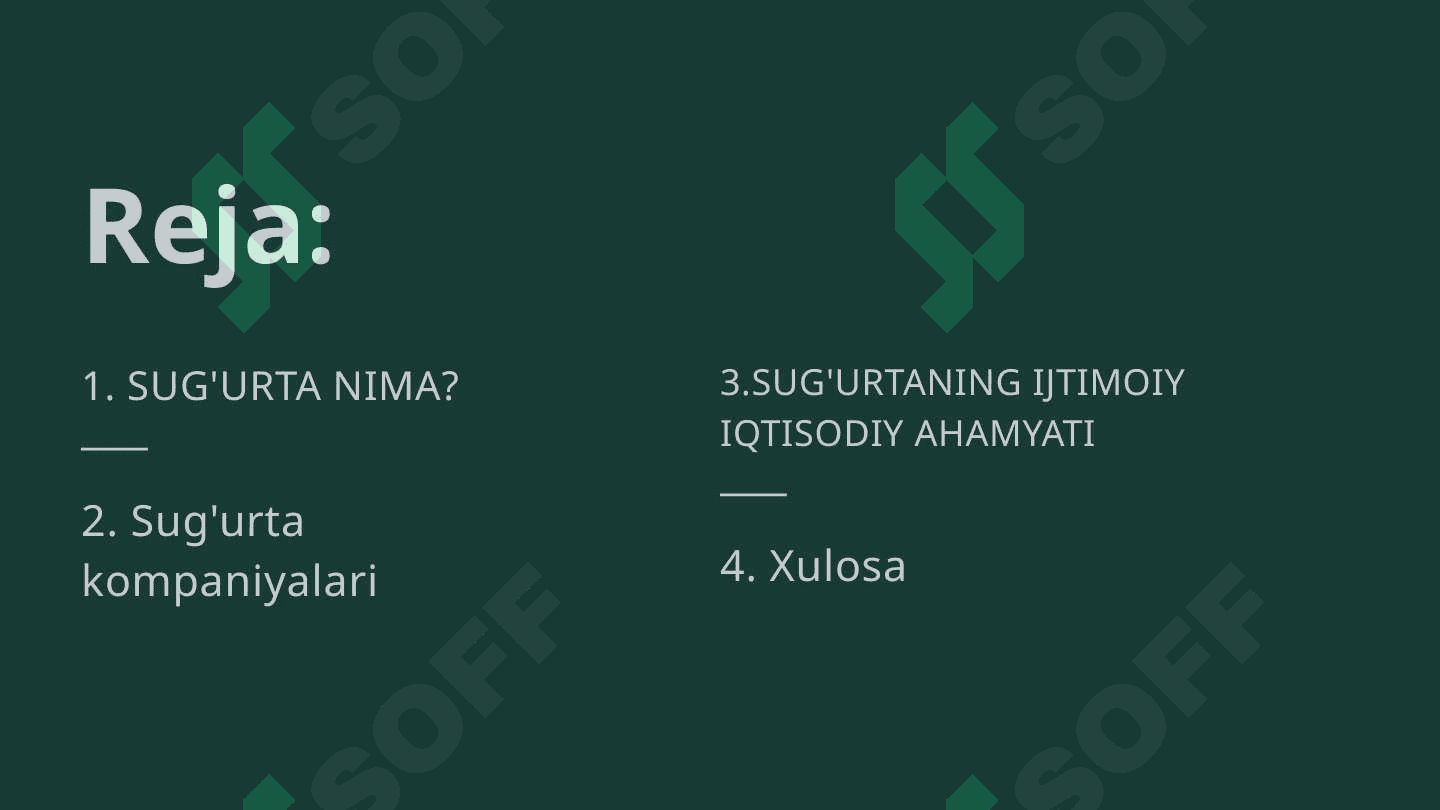 Sug'urta  xizmatlarini ko'rsatish bilan bog'liq tadbirkorlik faoliyati 2