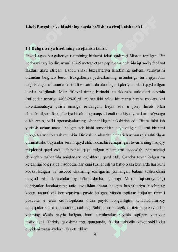 O‘zbekistonda buxgalteriya hisobi va auditning rivojlanishi Kurs ishi 4