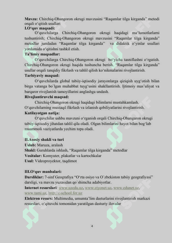 Chirchiq-Ohongoron okrugi mavzusini “Raqamlar tilga kirganda” metodi orqali o‘qitish usullari 4
